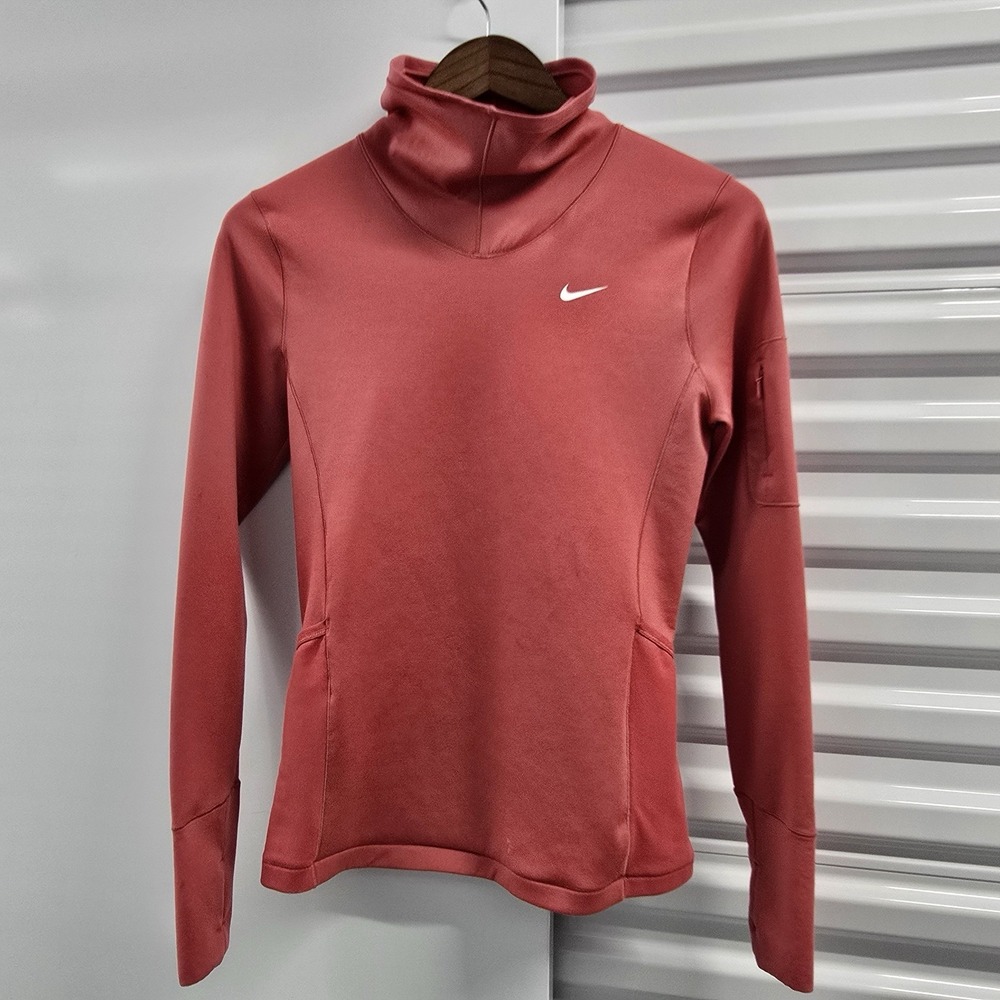 Nike Pro Therma-FIT Womens Small Pink Quarter Zip Pullover Running Top